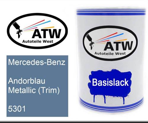 Mercedes-Benz, Andorblau Metallic (Trim), 5301: 500ml Lackdose, von ATW Autoteile West.